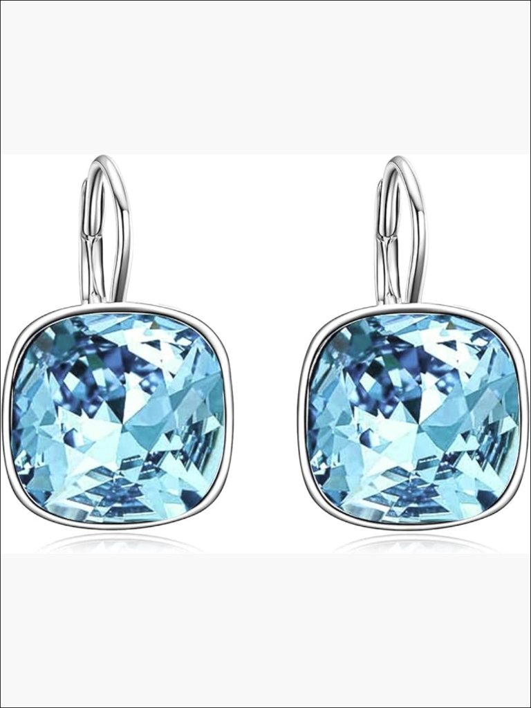 Sterling Silver Leverback Crystal Earrings Drop Dangle Hypoallergenic Fine